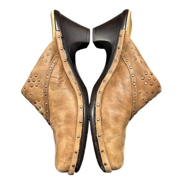 SOFFT women’s tan leather 10M slip on mules clog shows w heel NWOB - Picture 6 of 12